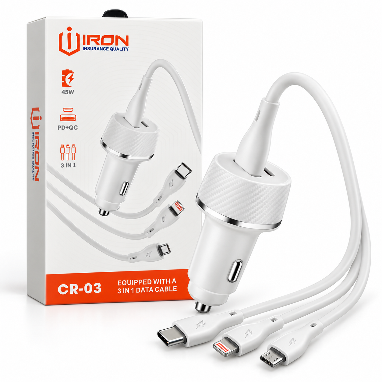 Chargeur voiture IRON CR-03 45W PD QC