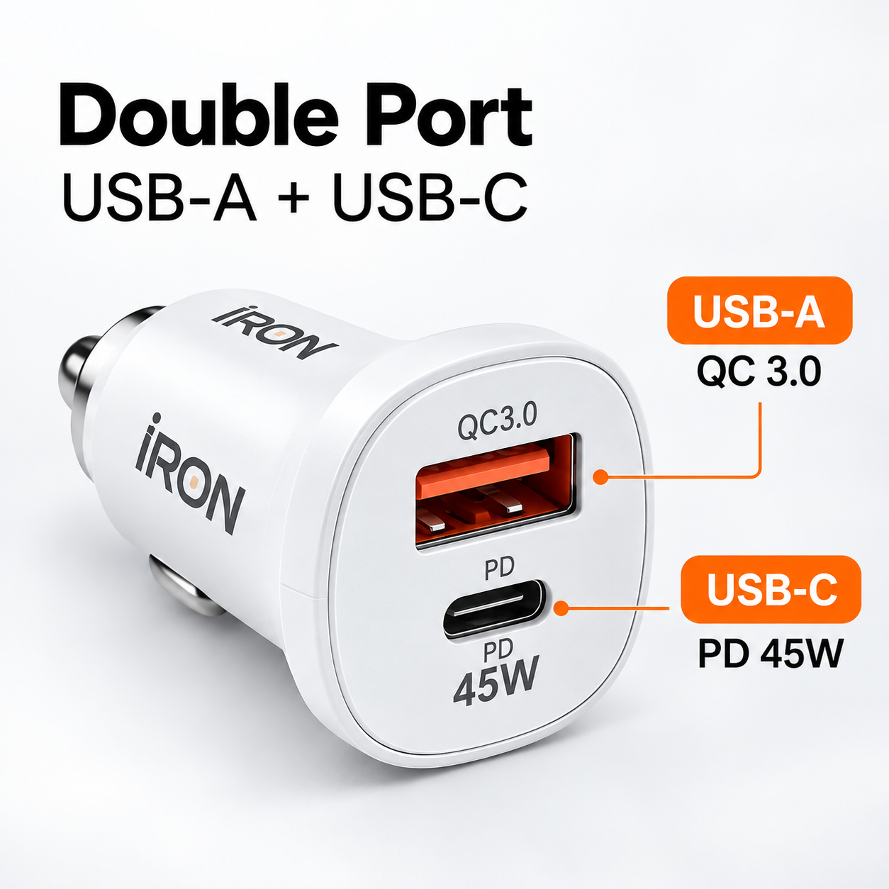 Chargeur voiture rapide IRON CR-03 compact